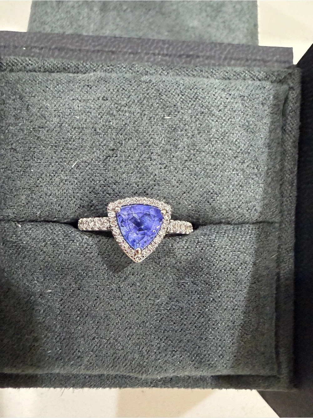 Effy Trillion-Cut white gold Tanzanite Halo Ring with Pave Band